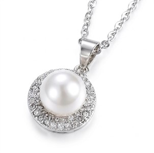 Collana in Acciaio con Cristalli e Perle