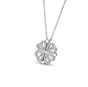 Collana Quadricuore in Acciaio con Cristalli