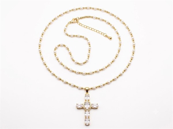 Collana Croce Small con Perline