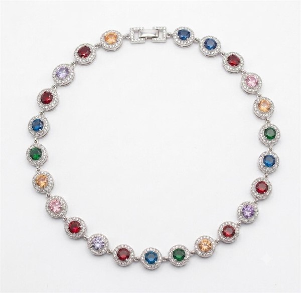 Collana Girocollo in Acciaio con Cristalli multicolor