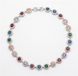 Collana Girocollo in Acciaio con Cristalli multicolor