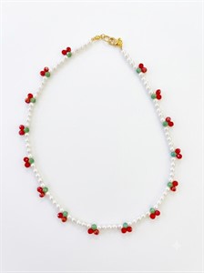 Collana con Microperle e Ciliegie con cristalli