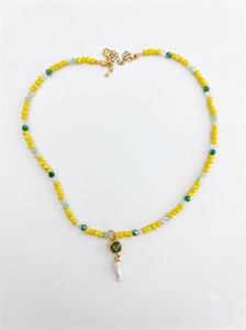 Collana Corno con Perline Gialle