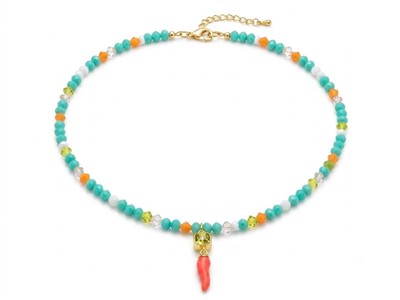 Collana Corno con Perline Turchese