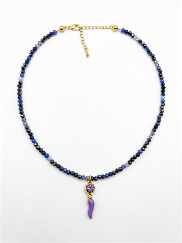 Collana Corno con Perline Blu
