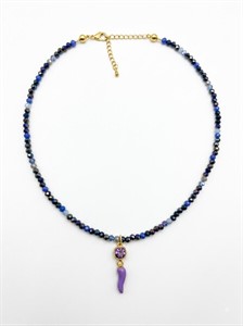 Collana Corno con Perline Blu