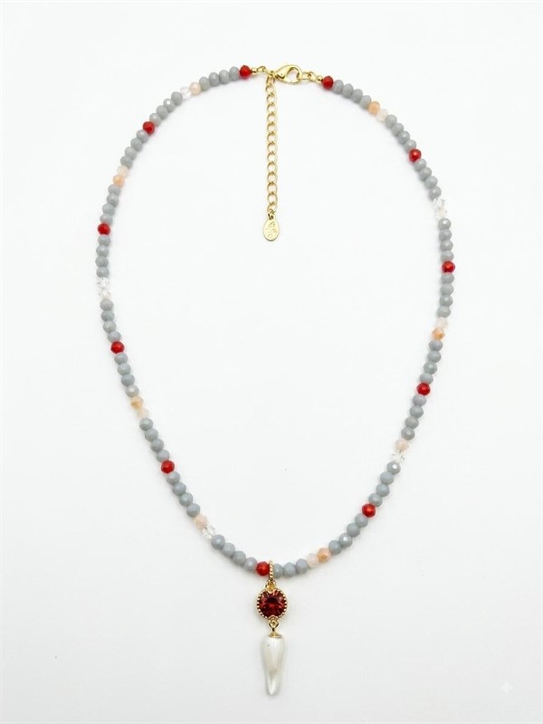 Collana Corno con Perline Grigie