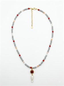 Collana Corno con Perline Grigie