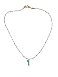 Collana Corno Azzurro con Perline