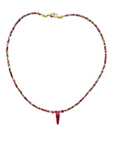 Collana Corno Rosso con Perline