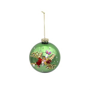 Sfera Piccola Verde con Decoro Natalizio