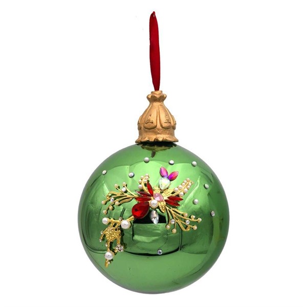 Sfera Grande Verde con Decoro Natalizio