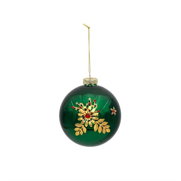 Sfera Piccola Verde con Decoro Natalizio