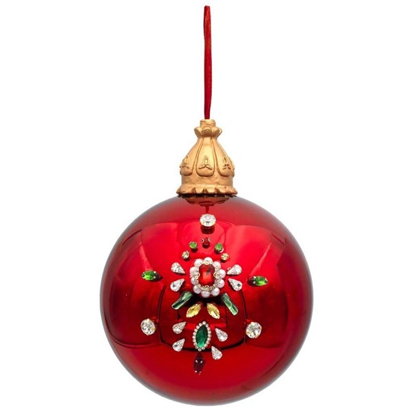 Sfera Grande Rossa con Decoro Natalizio