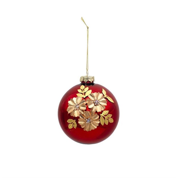 Sfera Piccola Rossa con Decoro Natalizio