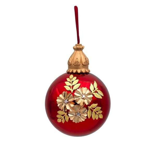 Sfera Media Rossa con Decoro Natalizio