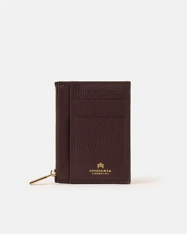 Portacarte con Zip Bordeaux