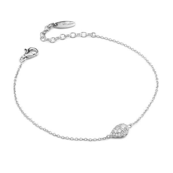 Bracciale in argento con goccia di zirconi centrale
