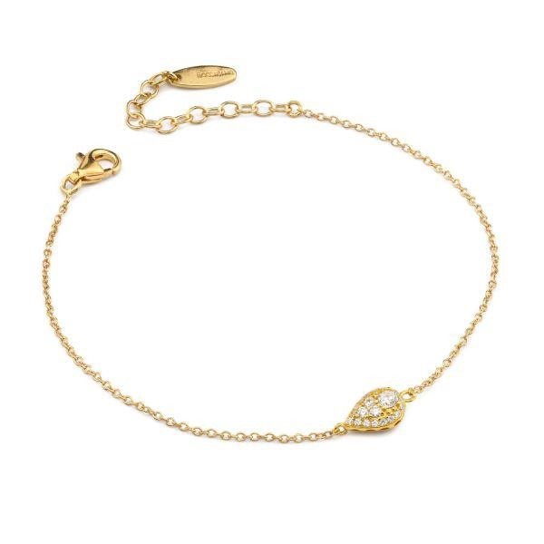 Bracciale in argento placc. oro giallo con goccia zirconi