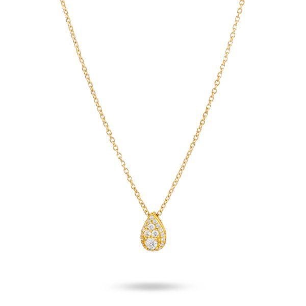 Collana dorata con pendente a goccia di zirconi