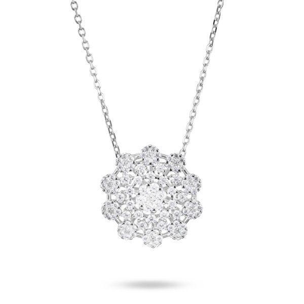 Girocollo in argento con fiore composto centrale