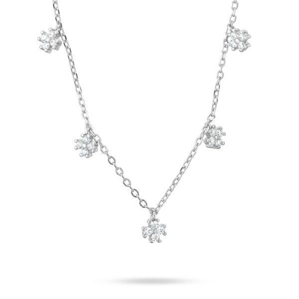 Girocollo in argento con fiori definiti da zirconi