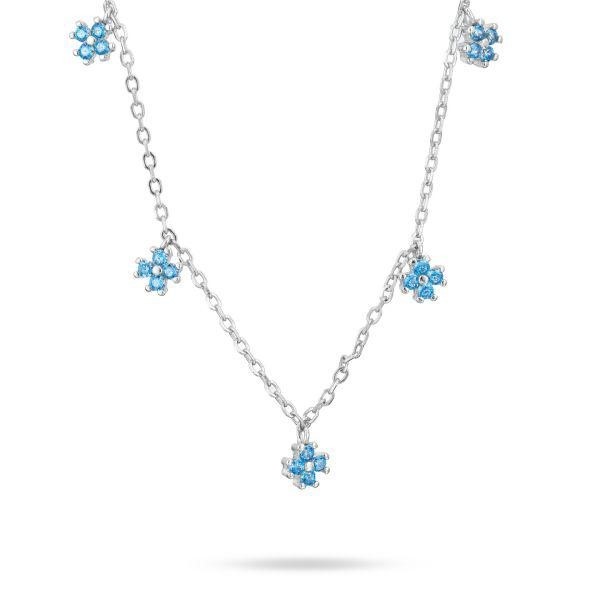 Girocollo in argento con fiori definiti da zirconi