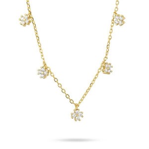 Girocollo in argento con fiori definiti da zirconi