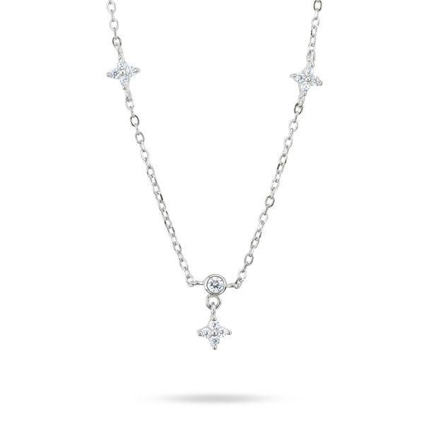 Girocollo in argento con zircone a fiore pendente