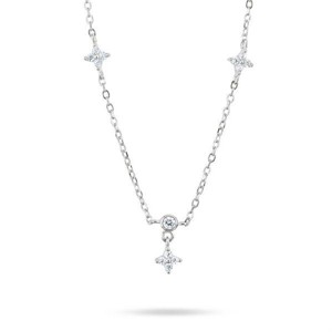Girocollo in argento con zircone a fiore pendente