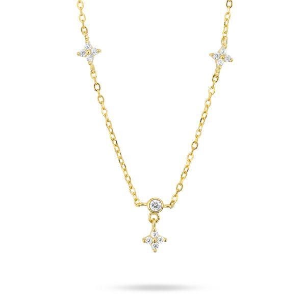 Girocollo in argento con zircone a fiore pendente