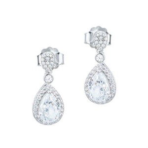Orecchini Pendenti con zircone bianco e pavè di zirconi