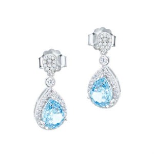 Orecchini Pendenti con zircone bianco e pavè di zirconi