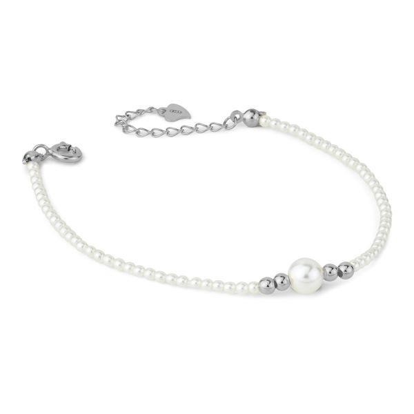 Bracciale di perle in argento con perla centrale grande
