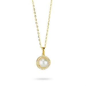 Collana con perla e cornice di zirconi