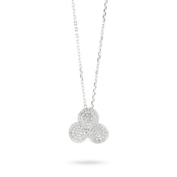 Collana con elementi circolari in pavè di zirconi
