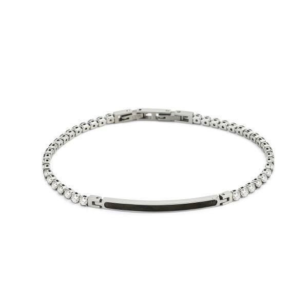 Bracciale con zirconi bianchi e centrale nero