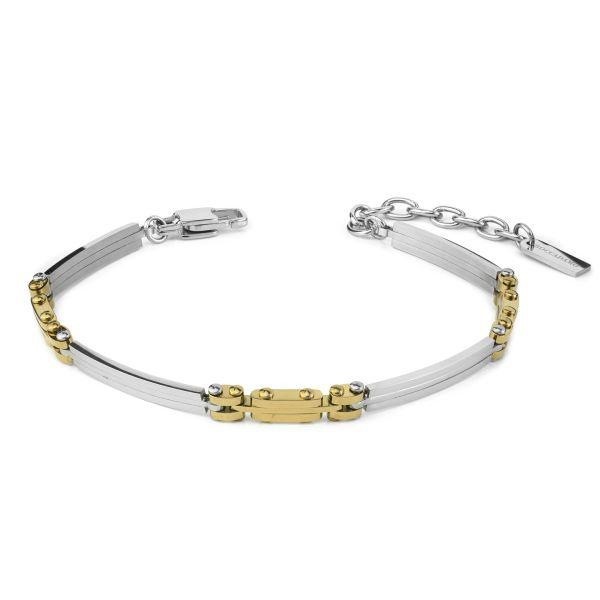 Bracciale uomo con fasce placcate oro giallo