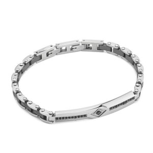 Bracciale con piastra centrale con fila di zirconi neri