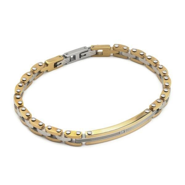 Bracciale a maglia rettangolare placcata oro