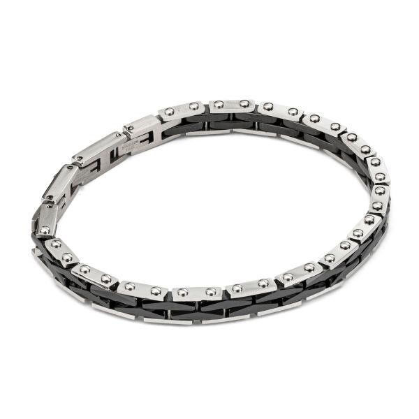 Bracciale a maglia articolata con moduli neri centrali