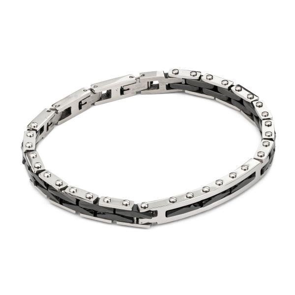 Bracciale a maglia articolata con piastra centrale