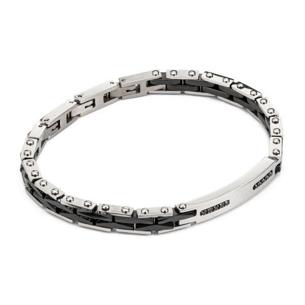 Bracciale a maglia articolata con piastra centrale