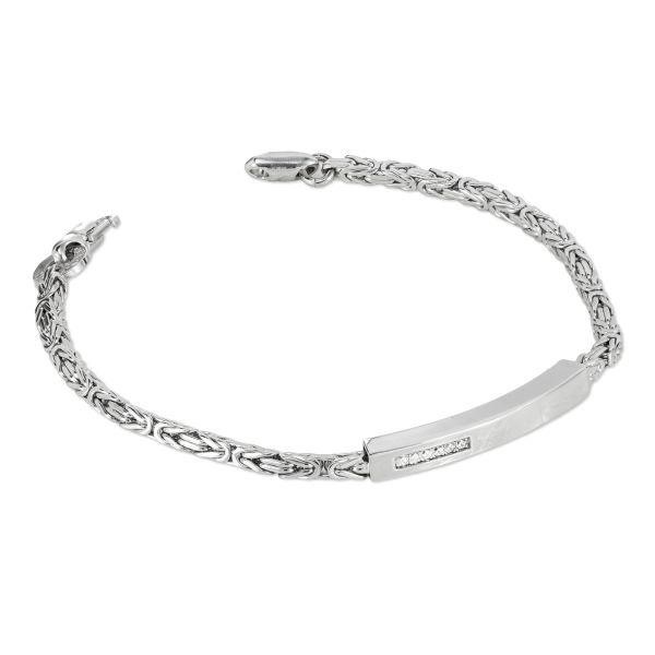 Bracciale in argento in maglia bizantina