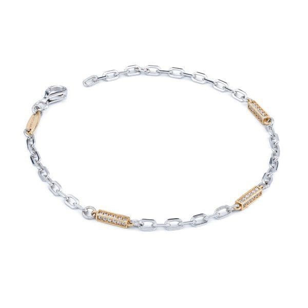 Bracciale in argento in maglia rolò con intercalari