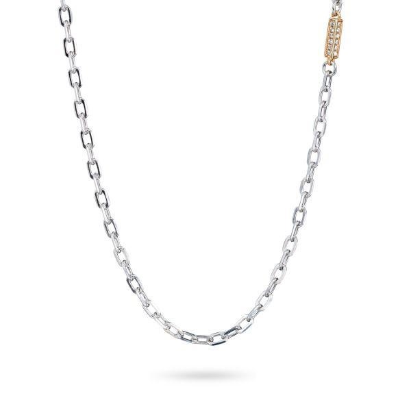 Collana in argento in maglia rolò con modulo rettangolare