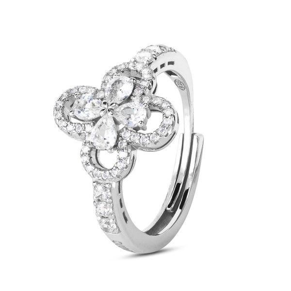 Anello con Zirconi e fiore centrale crystal