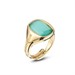 Anello con pietra verde acqua e brand inciso