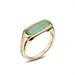 Anello con pietra verde acqua ovale e brand inciso