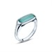 Anello con pietra verde acqua ovale e brand inciso
